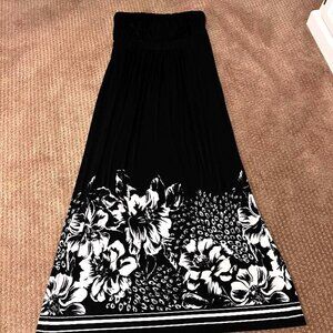 Women's Soma Maxi Dress Strapless Large L Black and White